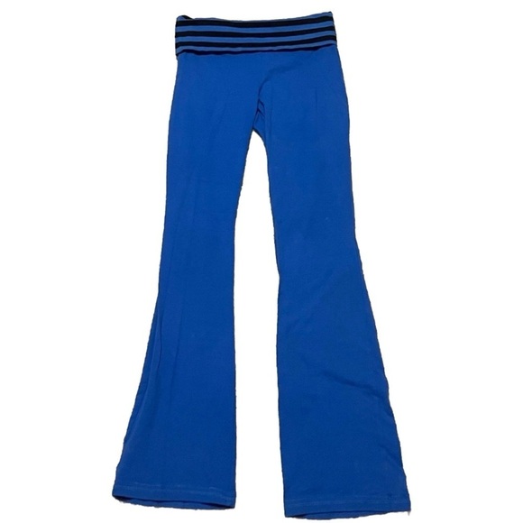 Mossimo Supply Co Low Rise Foldover Waist Flare Pants Blue Pull On Small Stretch - Picture 2 of 7